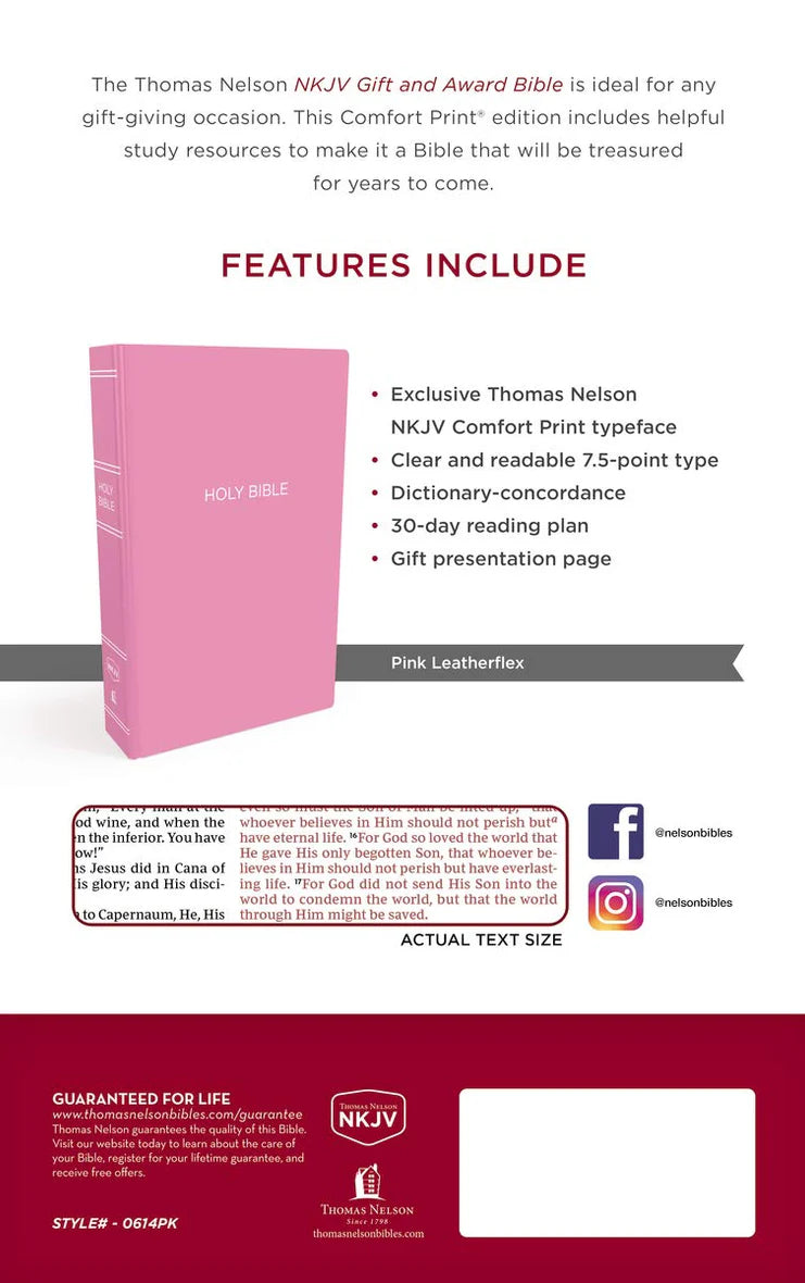 Pink NKJV Holy Bible